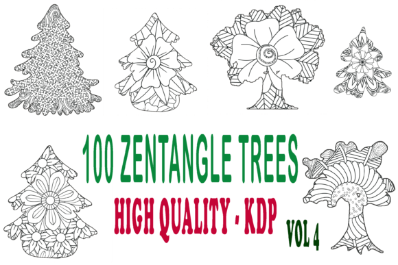 100 Zentangle Trees Vol 4: A Creative Resource for Adult Coloring Enthusiasts