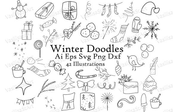 Hand-Drawn Winter Clipart, Illustrations