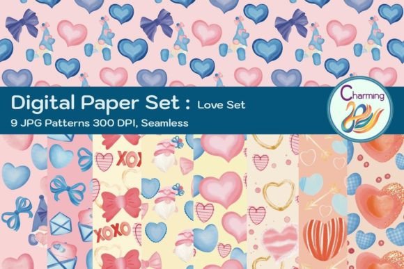Love Set Digital Papers for Creative Projects