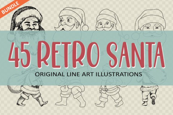 Retro Santa Claus Christmas PNG Bundle