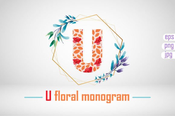 U Letter Floral Monogram Sublimation: A Versatile Design for Creative Projects
