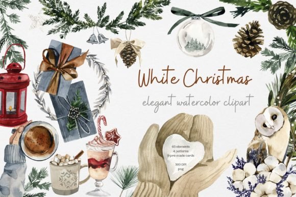 Winter Watercolor Christmas Illustration