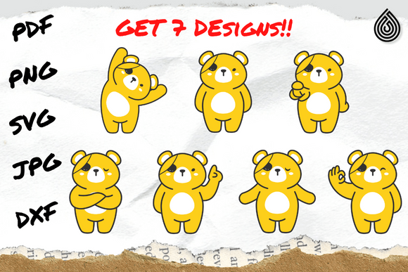 Yellow Teddy Bear with Eyes Patch: A Versatile Digital Design for Modern Creators